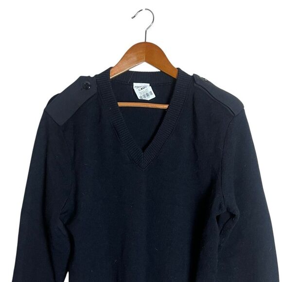 Logistik black 100% wool v neck uniform sweater - Picture 2 of 6